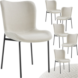 tectake Tessa Off White and Black Woven Fabric Padded Dining Chair Set of 6 - thumbnail 2