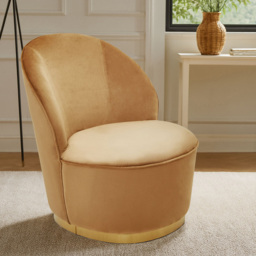 Premier Housewares Tamra Beige Velvet Gold Base Chair - thumbnail 3