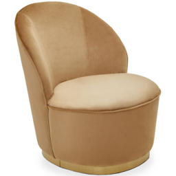 Premier Housewares Tamra Beige Velvet Gold Base Chair - thumbnail 2