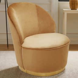 Premier Housewares Tamra Beige Velvet Gold Base Chair