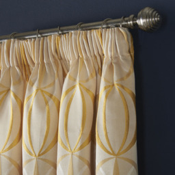 Alan Symonds Ome Jacquard Lined Pencil Pleat Taped Top Curtains Ochre 117 x 183cm - thumbnail 2