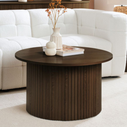 Birlea Axel Round Dark Brown Fluted Coffee Table - thumbnail 1