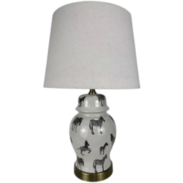 Acacia Home 41cm Large Floral Ceramic Table Lamp with Fabric Shade