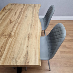 Portland Grey Gem Pattern Faux Leather Wooden Tabletop 4 Seater Dining Set - thumbnail 3
