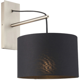 Merano Ravenna Black Cotton Fabric Shade Matt Nickel Plate Wall Lamp