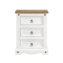 Core Products Corona 3 Drawer White Bedside Cabinet - thumbnail 3