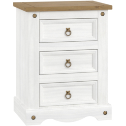 Core Products Corona 3 Drawer White Bedside Cabinet - thumbnail 2