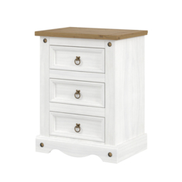 Core Products Corona 3 Drawer White Bedside Cabinet - thumbnail 4