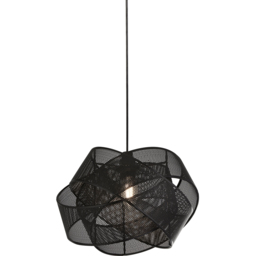 Lighting Collection 2 Twisted Black Mesh Band Shade - thumbnail 3