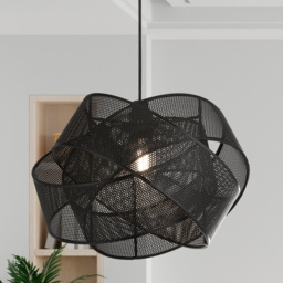 Lighting Collection 2 Twisted Black Mesh Band Shade - thumbnail 2