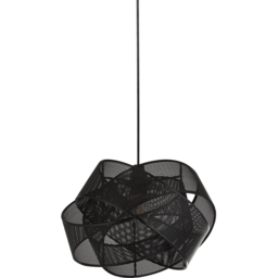 Lighting Collection 2 Twisted Black Mesh Band Shade - thumbnail 1
