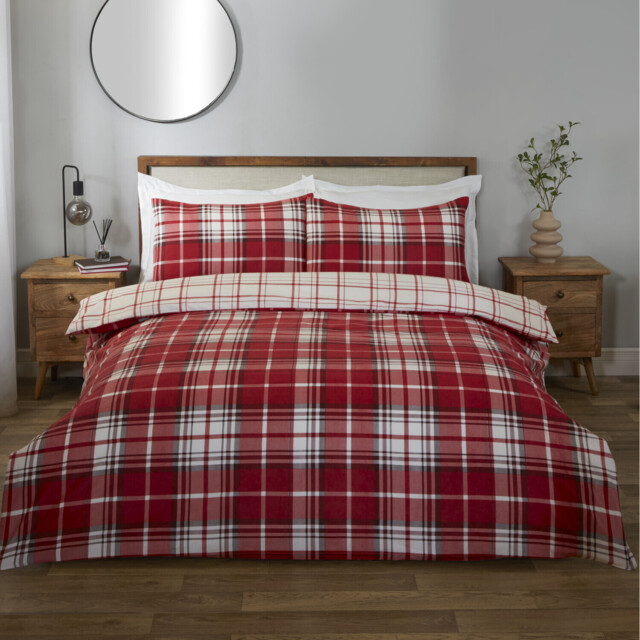 Balmoral Check Duvet Set Red Superking - image 1