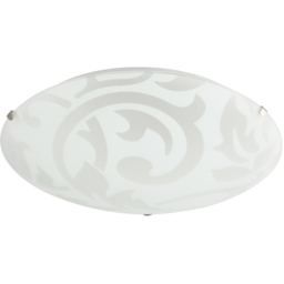 Happy Homewares Frosted White Floral Circular Glass Flush Ceiling Light Fitting