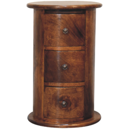 Artisan Furniture Dark Brown 3 Drawer Solid Wood Chestnut Drum Chest of Drawers - thumbnail 2