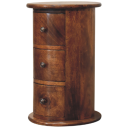 Artisan Furniture Dark Brown 3 Drawer Solid Wood Chestnut Drum Chest of Drawers - thumbnail 3