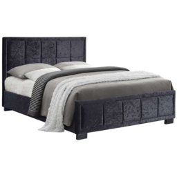 Hannover Small Double Black Velour Bed Frame - thumbnail 2
