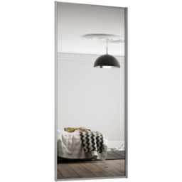 Spacepro Single Panel Silver Frame Mirror Sliding Door 2220 x 914mm