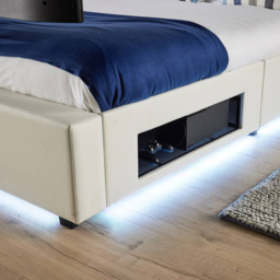XR Living Ava White Small Double PU Upholstered TV Bed with Underbed Lights - thumbnail 4