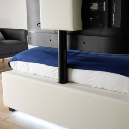 XR Living Ava White Small Double PU Upholstered TV Bed with Underbed Lights - thumbnail 3