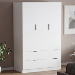 Vida Designs Trega White 3 Door 4 Drawer Wardrobe - thumbnail 1