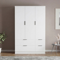 Vida Designs Trega White 3 Door 4 Drawer Wardrobe - thumbnail 3