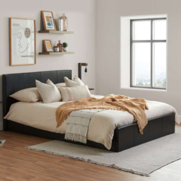 Berlin Double Brown Faux Leather Ottoman Bed - thumbnail 1