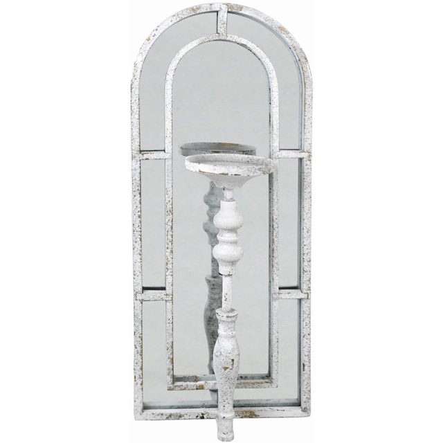 Rustic Arched Mirrored Candle Holder - Grey - image 1
