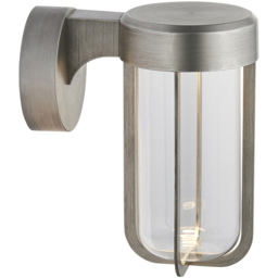 Merano Benevento Brushed Silver Clear Glass Shade LED Outdoor Wall Lamp