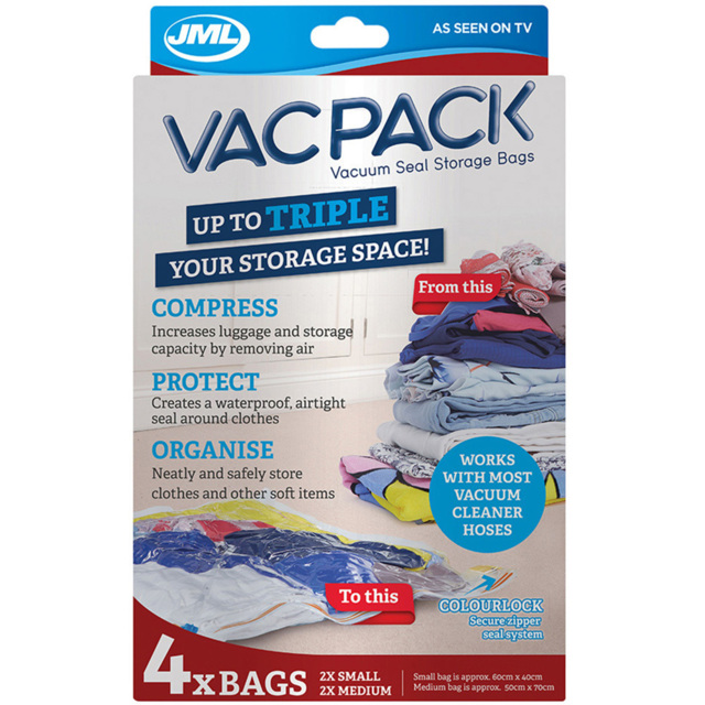 JML Vac Pack Small and Medium Vacuum Seal Storage Bags 4 Pack - image 1
