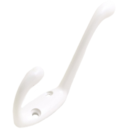 White 2 Prong Hat and Coat Hook - thumbnail 1