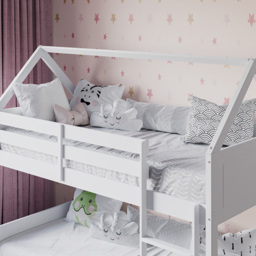 Flair Plation White Play House Low Single Bunk Bed - thumbnail 3