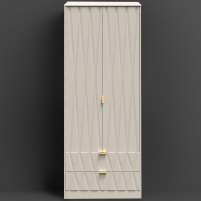 Crowndale Diamond Ready Assembled 2 Door 2 Drawer Matt Kashmir Tall Double Wardrobe - image 1