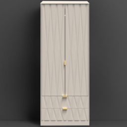 Crowndale Diamond Ready Assembled 2 Door 2 Drawer Matt Kashmir Tall Double Wardrobe - thumbnail 1