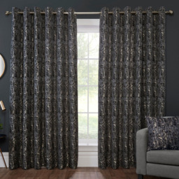 Divante Aster Charcoal Blackout Eyelet Curtain 229 x 229cm