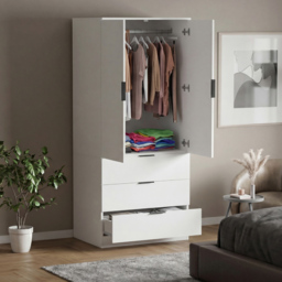 Vida Designs Trega White 2 Door 3 Drawer Wardrobe - thumbnail 4