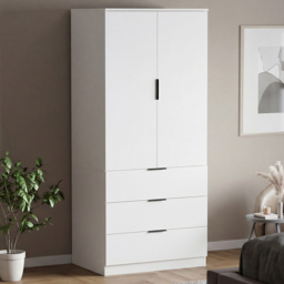 Vida Designs Trega White 2 Door 3 Drawer Wardrobe - thumbnail 1
