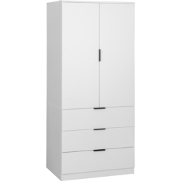 Vida Designs Trega White 2 Door 3 Drawer Wardrobe - thumbnail 2
