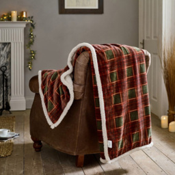 Deyongs Rowin Tartan Rust and Olive Throw 140 x 180cm - thumbnail 2