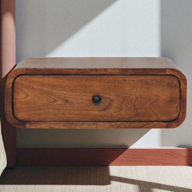 Artisan Furniture Avora Chestnut Single Drawer Mango Wood Wall-Mounted Nightstand - image 1