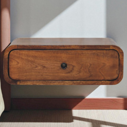 Artisan Furniture Avora Chestnut Single Drawer Mango Wood Wall-Mounted Nightstand - thumbnail 1