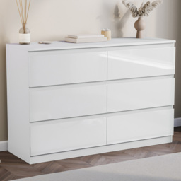 Vida Designs Glinton 6 Drawer White Chest of Drawers - thumbnail 1