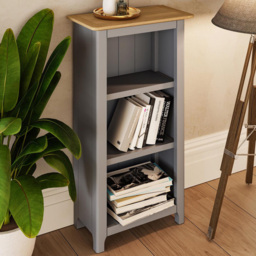 FWStyle Taberno Dove Grey and Oak 3 Shelf Bookcase