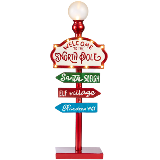 The Christmas Workshop 2ft 11 Warm White LED Welcome to the North Pole Sign - image 1