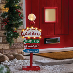 The Christmas Workshop 2ft 11 Warm White LED Welcome to the North Pole Sign - thumbnail 2