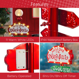 The Christmas Workshop 2ft 11 Warm White LED Welcome to the North Pole Sign - thumbnail 3