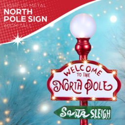 The Christmas Workshop 2ft 11 Warm White LED Welcome to the North Pole Sign - thumbnail 4