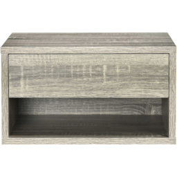 Portland Single Drawer Brown Floating Bedside Table Set of 2 - thumbnail 3