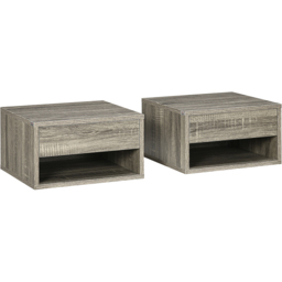 Portland Single Drawer Brown Floating Bedside Table Set of 2 - thumbnail 2