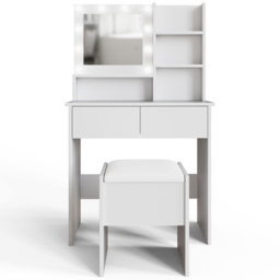 GFW Eva 2 Drawer White Dressing Table Set with LED Mirror - thumbnail 3