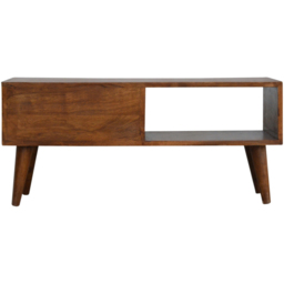 Artisan Furniture Prism Single Door Single Shelf Dark Brown Chestnut Solid Wood Sliding Media Unit - thumbnail 4